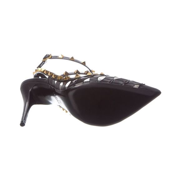 Valentino Rockstud Caged 100 Leather & Mesh Pump, Black - Picture 4 of 5